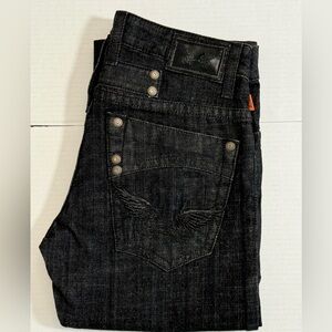 New Men ROBIN'S JEAN Black Wings Straight Jeans